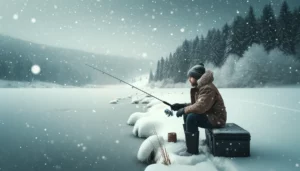 Pêcheur sous la neige