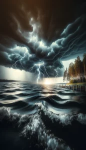 orage sur un lac