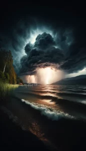 orage sur un lac