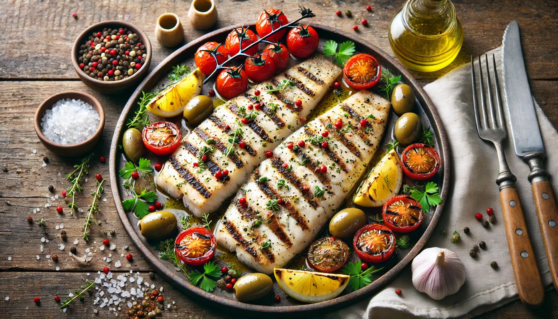 Filets de poisson grillés à la méditerranéenne